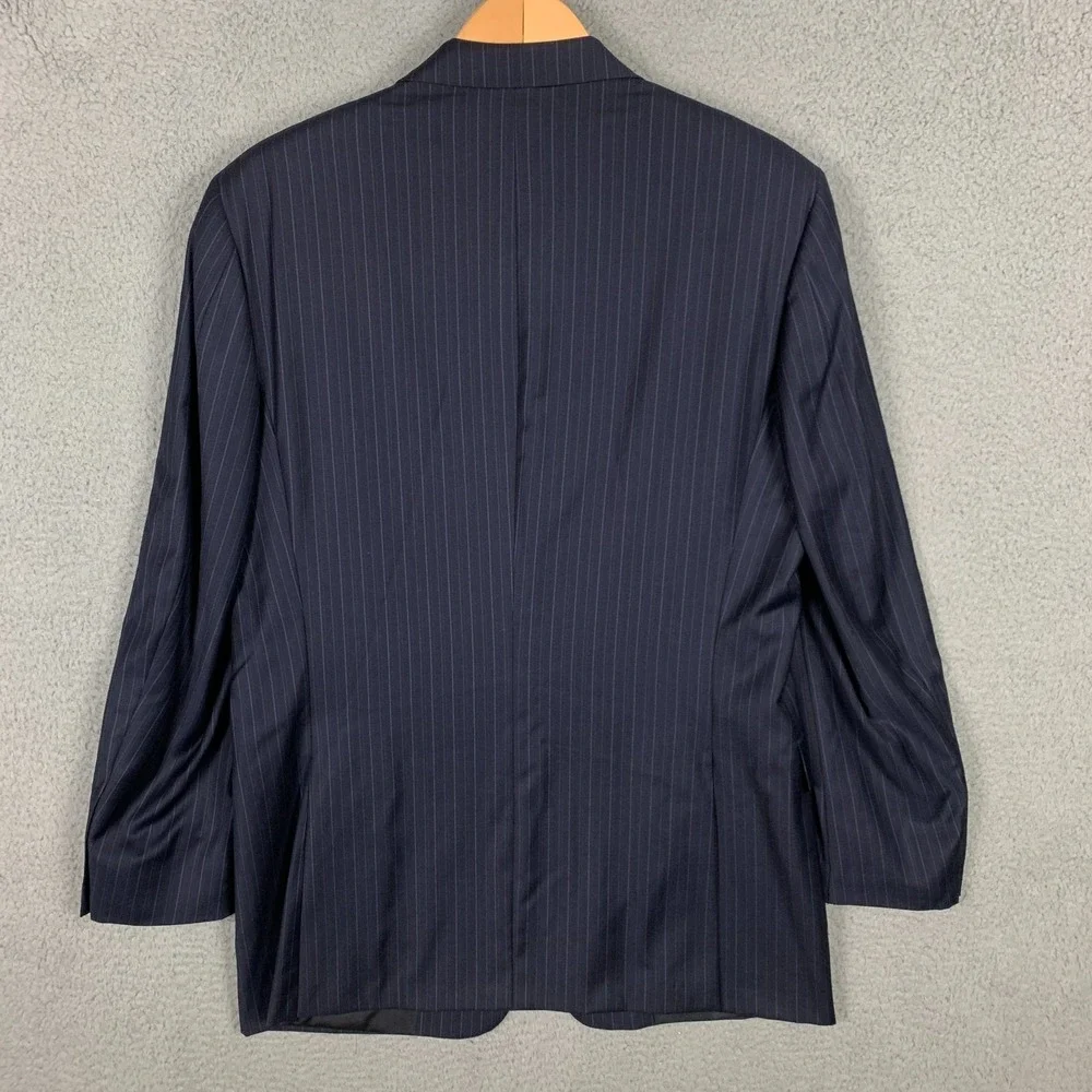 Hickey Freeman 2‎ Piece Suit 42L Navy Pinstripe Wool H F LTD Pants 34 x 30